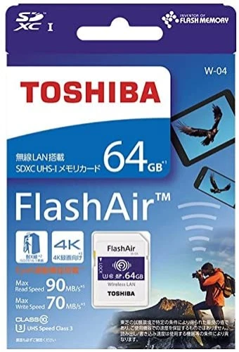 Toshiba Flash Air Wifi SDXC Memory Card 64GB Class10 UHS-1 SD-UWA064G Japan New - Image 2 of 2