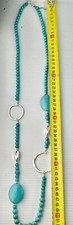 Stylist Necklace - Long Turquoise Stone Colour  Necklace - Costume Jeweller