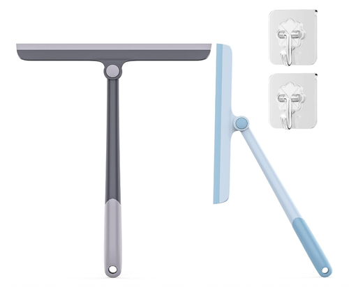 Shower Squeegee 2PCS Rubber Squeegee for Bathroom Tile and Mirror All-Purpose...