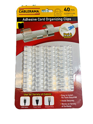 Cablerama Adhesive Cord Organizing Clips 40 Pieces Clear Clips As Seen On TV