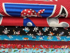 Makower Pirates 100% Cotton Fabric by 1/4 Metre* or Cushion Flag Bunting Panel