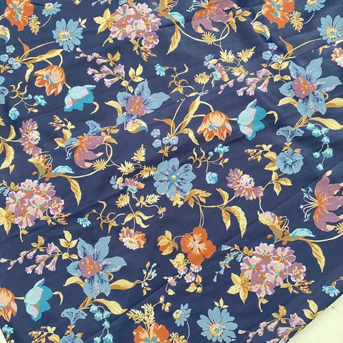 Vintage 1970s Maxi Skirt Floral Navy A-Line Retro Boho Summer Hippy Skirt 4 6 - Picture 7 of 12
