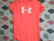 Pre-Owned Youth Under Armour Heat Gear Tshirt-Orange-Size YL