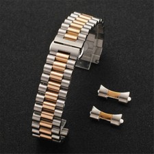 Watch Strap Flat Curved Ends 12mm-22mm Metal Band Link Bracelet Stainless Steel