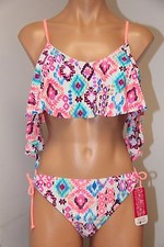 NWT Hula Honey Swimsuit Bikini 2pc set Sz L Multi-color