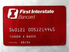 Vintage 1994 First Interstate Bancard Debit Credit card Red