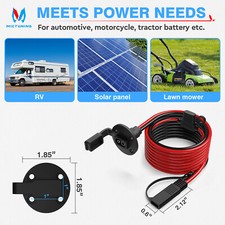 5.5ft 10AWG Gauge SAE Power Socket Sidewall Port to SAE Connector Extension Wire