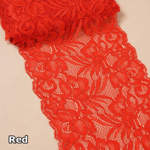 Nastro elastico in pizzo elasticizzato largo 5/10 iarde 15 cm tessuto artigianato cucito fai da te - Foto 16 di 26