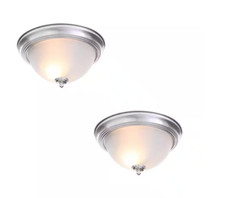 13 in. 2-Light Brushed Nickel Flush Mount 2-Pack 