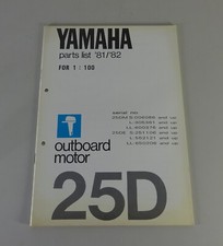 Teilekatalog / Parts List Yamaha Außenborder 25D Modell '81/82 Stand 09/1981