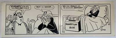 Granny N' Gramps Original Art Comic Strip Panel by Tony Chikes (Tonee) 6 x 22''