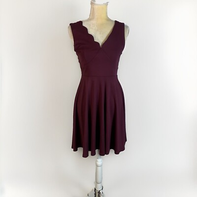 Altar'd State maroon Mini Skater Sleeveless Dress with Scallop V-Neck S |  eBay