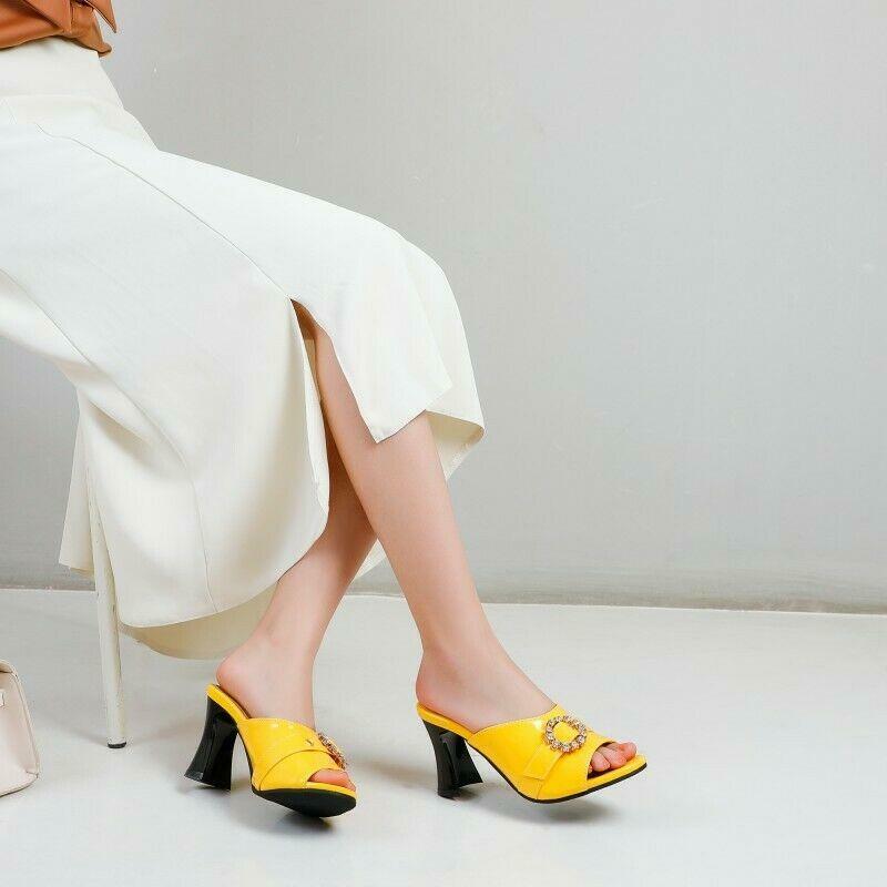 PANTOFOLA D’ORO Sandali donna strass scarpe tacco alto ciabatte punta aperta fibbia semplici chic