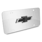 Chevrolet 3D Black Bowtie Logo Chrome Stainless Steel License Plate