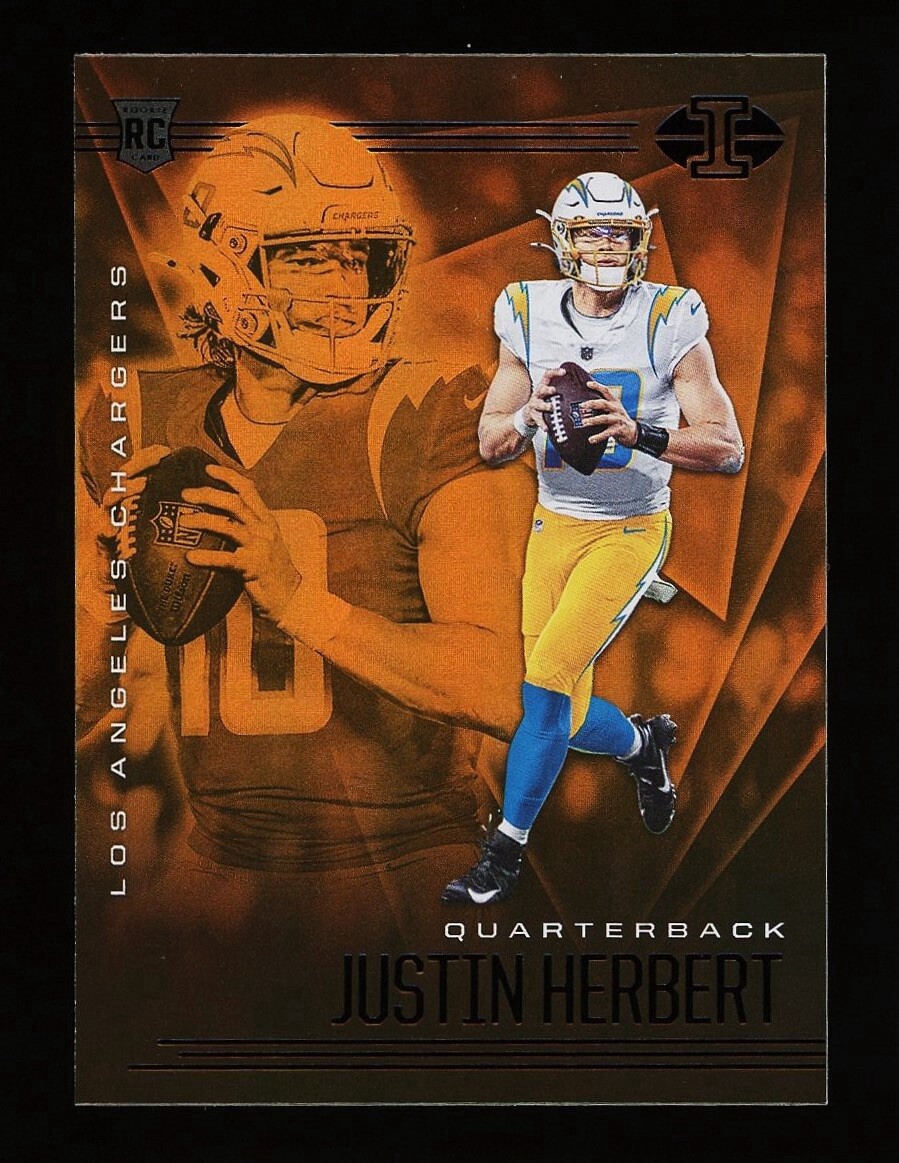 2020 Panini Illusions Justin Herbert Rookie Orange Los Angeles Chargers #7