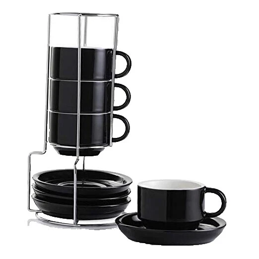 Tazas y platillos de Metal Negro