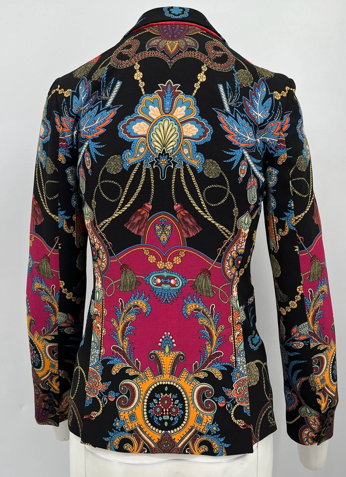 Chaqueta Blazer Etro Negra Estampado Cachemira Un Pecho Talla 38 Foto 3 de 4