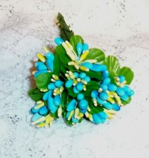 VINTAGE style Millinery BLUE Y Bead flower pick/bunch Dolls, Scrapbook  Crafts