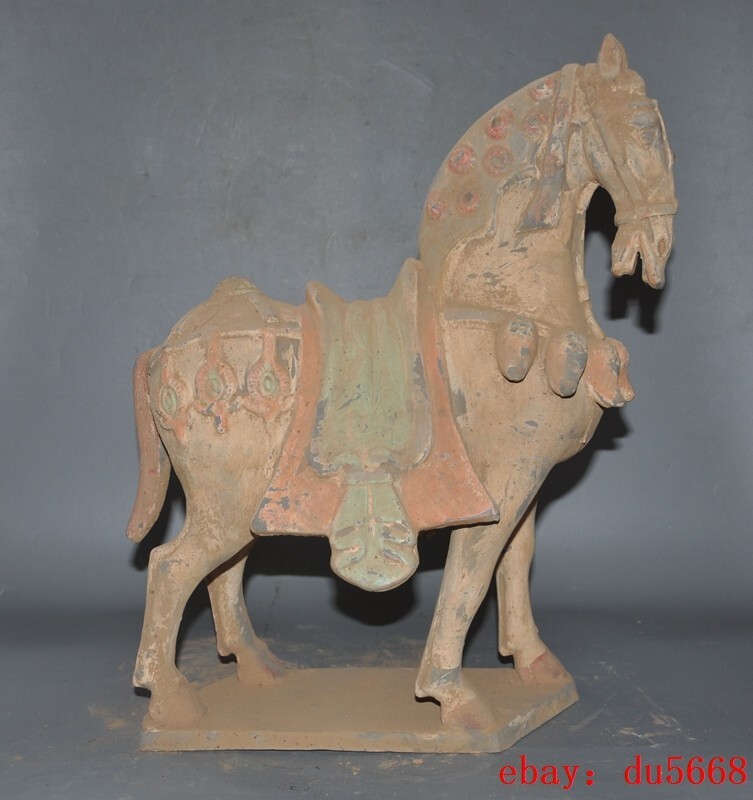 16.4"Rare Old Chinese Tangsancai Pottery Dynasty Palace Tang Horse