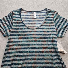 Lularoe Women's XS Green Striped Floral Tops NWT