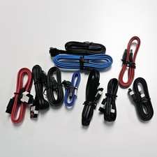 Lot of 10 SATA Cables Various Sizes Styles Colors Very Good