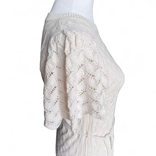 Vanessa Bruno Clementina Crochet Knit Midi Dress XS Cream Tie Waist Boho Chic - Picture 11 of 24