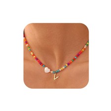 Initial Necklaces for Women - Beaded Choker Colorful Necklace for Women, Pers...