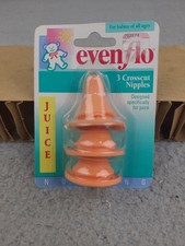 1x Vintage Evenflo 3 Juice Nipples Pack baby infant bottle Orange 1995