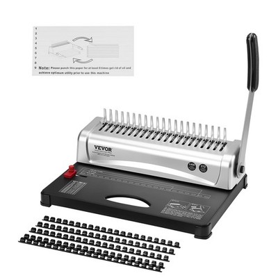 Vevor Comb Binding Machine 21-Holes 450 Sheets Book Binder w/ 100 Combs