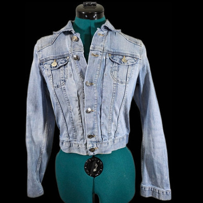 H&M Divided Juniors Blue Jean Distressed Jacket Denim - Small