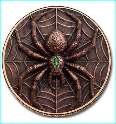 5 AVDP Oz ''Glow-in-the-Dark Spider'' Colorized Copper Round (.999 Fine)
