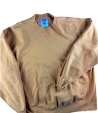 Vintage Russell Athletic Pro Cotton Crewneck Sweatshirt Mens L Orange Distressed