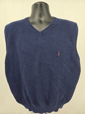 VTG Polo Ralph Lauren Sweater XL Vest Navy Blue Mens Golf Preppy Cotton