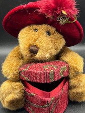 Dan Dee Plush Teddy Bear Red Hat Heart Shape Trinket Jewelry Box Valentines Day