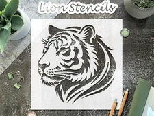 Majestic Tiger Head Portrait Stencil for Wildlife Decor and Animal Lovers - S…
