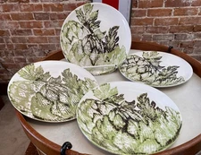 Set/4 Vietri Artichoke Heart Salad Dessert Plates New Made in Italy Veggies