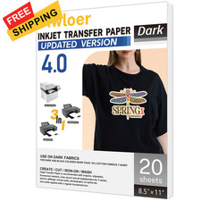 Yiwloer Iron on Heat Transfer Paper for T Shirts 20pcs, dark fabric 