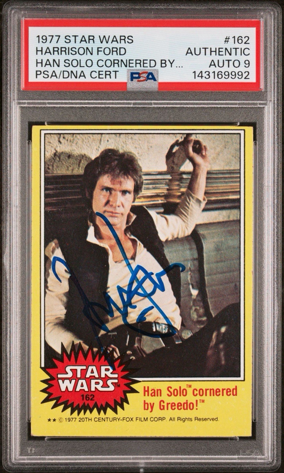 1977 Topps Star Wars #162 Harrison Ford Signed Han Solo Rookie PSA/DNA AUTO 9 RC