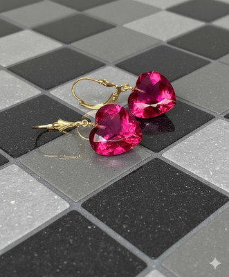 Tourmaline Heart Earrings 925 Fine Silver October Birthstone Small Earrings Gift
