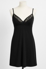 NWT Cynthia Rowley Black Lace Trim Slip Dress Sleepwear Size S Stretchy