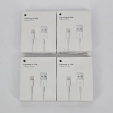 LOT of 4 Apple 0.5M (1.6') USB-A to Lightning Cable Genuine Model A1511 USED