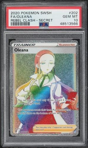 2020 Pokemon Rebel Clash Rainbow Rare Oleana #202 PSA 10