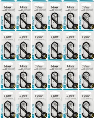 Nite Ize S-Biner Stainless Steel Dual Carabiner #2 - Black (24-Pack)