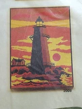 Vtg 1970s Needlepoint Embroidery Kit Harbor Lighthouse Artcraft Concepts #2009