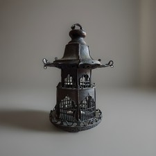 Antique Hanging Chinese Pagoda Shaped Bronze Temple Lantern, C1860