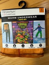 ClimateRight Cuddl Duds TEENAGE MUTANT TURTLES Warm Underwear Set Size S 6/7