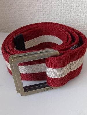 Bally Belt Train Spotting Double Ring Red & White Stripe