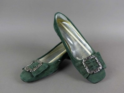 Alberto La Torre Damen Schuhe Slipper Gr 38 Halbschuhe Wildleder grün Tracht (W)