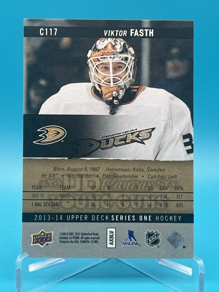 2013-14 Upper Deck UD Canvas Young Guns Viktor Fasth #C117 Rookie RC - Image 2 of 2