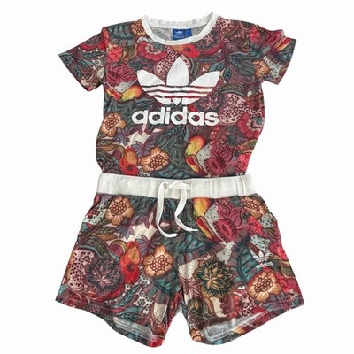 Adidas Farm Rio Collab 2 Piece Short Set Sz XS Tropical Floral